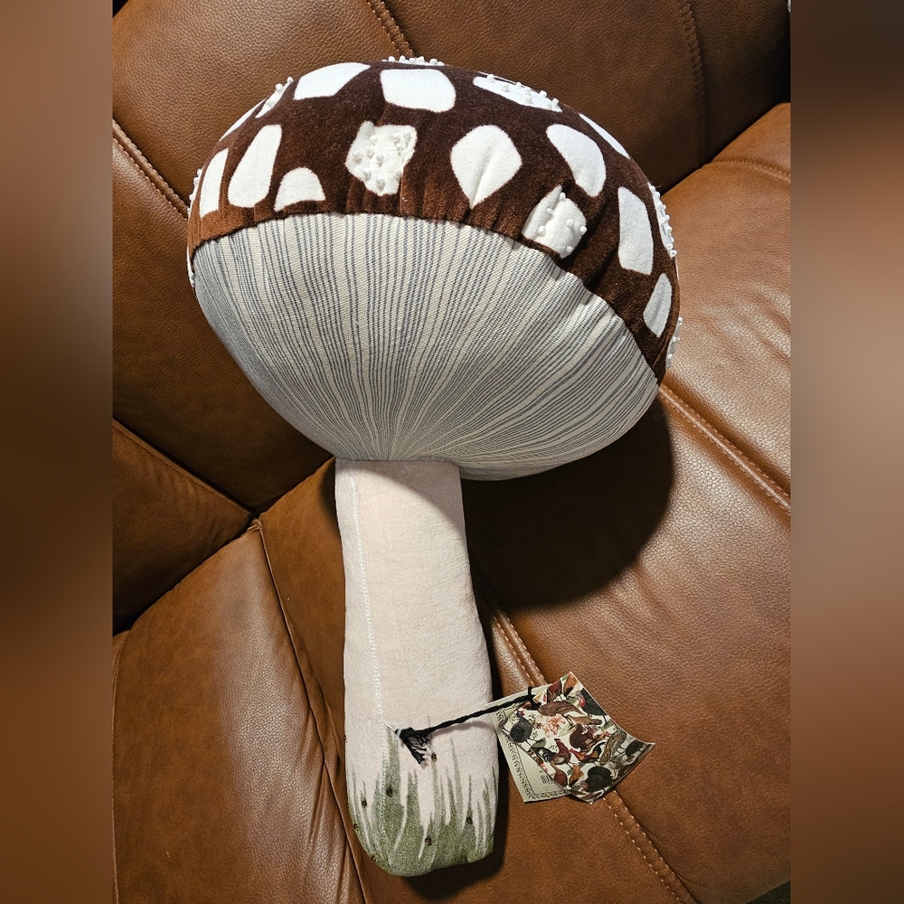 John Derian Mushroom Pillow Target 16"X13" 100% Cotton Velvet Nature Whimsical - Picture 4 of 8
